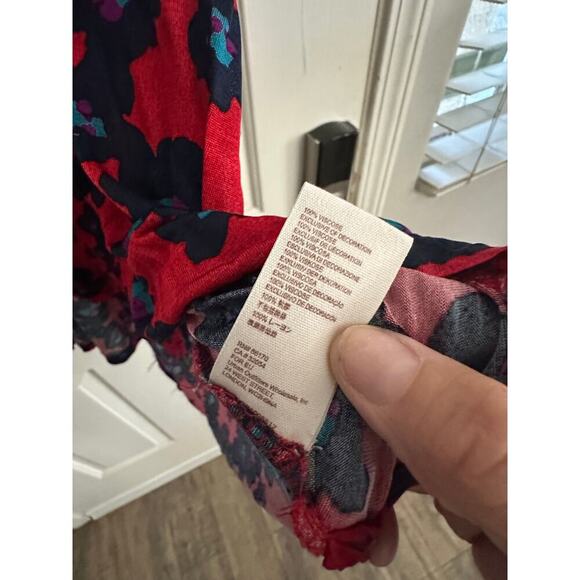 Free People Women's Red Floral Love Letter Oversized Tunic Blouse Size Small - Picture 5 of 11